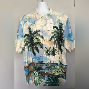Tommy Bahama 100% silk Hawaiian shirt. Blue/white floral. New. Sizes XL & XXL